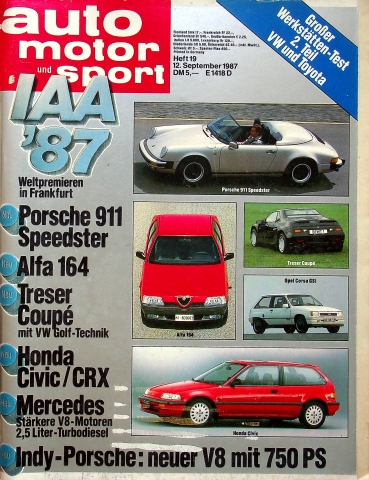Deckblatt Auto Motor und Sport (19/1987)